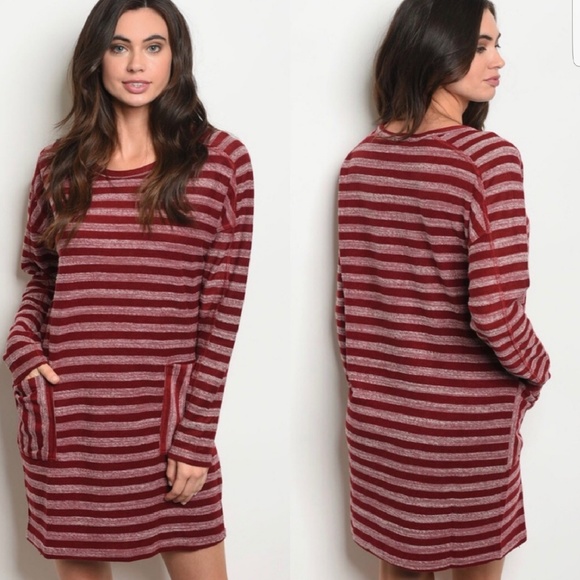 Very J Dresses & Skirts - Red striped sweater dress
